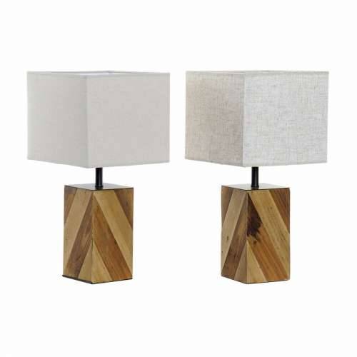 Stolna svjetiljka DKD Home Decor 25,5 x 25,05 x 52 cm Jela Prirodno Bež Metal Krema 220 V 60 W 25 x 25 x 21 cm (2 kom.) Cijena