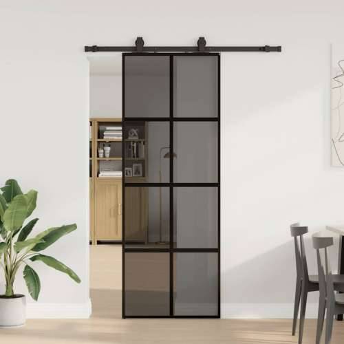Klizna vrata s priborom crna 76 x 205 cm kaljeno staklo - Crna i tamnoprozirna 76 x 205 cm (152,5 cm sliding rail) 1 Mreže 4 x 2 Cijena
