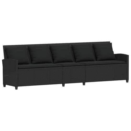Vrtna sofa 5-sjed s jastucima crni poliratan - Crna 5 peterosjed Cijena