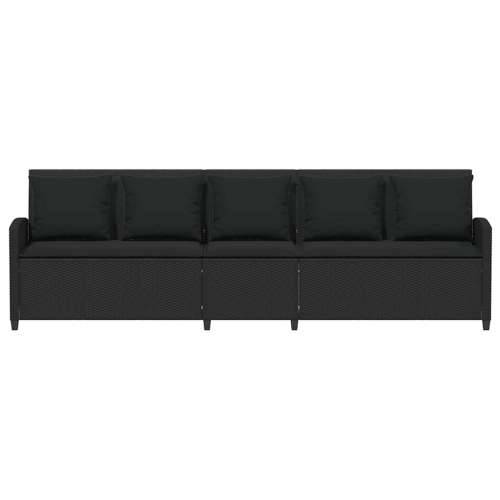 Vrtna sofa 5-sjed s jastucima crni poliratan - Crna 5 peterosjed Cijena