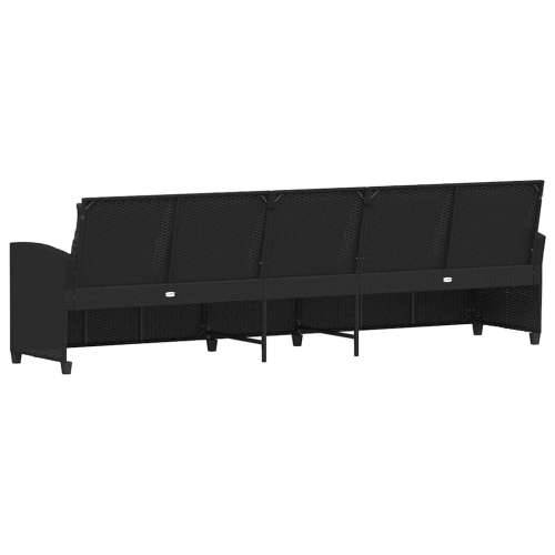 Vrtna sofa 5-sjed s jastucima crni poliratan - Crna 5 peterosjed Cijena