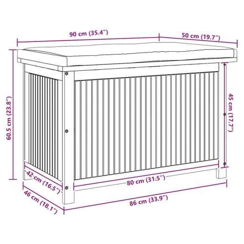 Vanjska kutija za jastuke 90x50x60,5 cm masivno drvo bagrema - Tamno siva 90 x 50 x 60.5 cm Cijena