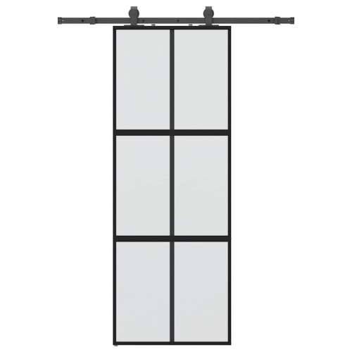 Klizna vrata s priborom crna 76 x 205 cm kaljeno staklo - Crna i mat 76 x 205 cm (152,5 cm sliding rail) 1 Mreže 4 x 2 Cijena