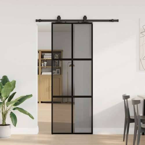 Klizna vrata s priborom crna 76 x 205 cm kaljeno staklo - Crna i tamnoprozirna 76 x 205 cm (152,5 cm sliding rail) 1 Mreže 4 x 2 Cijena