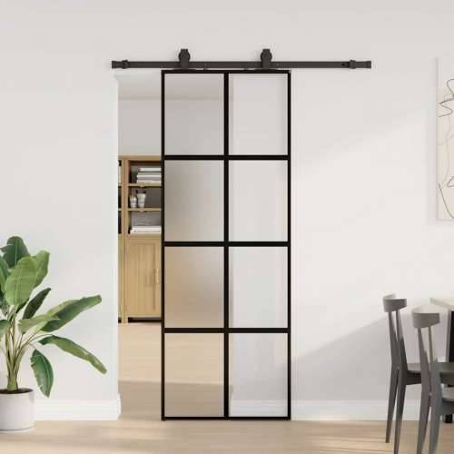 Klizna vrata s priborom crna 76 x 205 cm kaljeno staklo - black, matt and transparent 76 x 205 cm (152,5 cm sliding rail) 1 Mrež Cijena