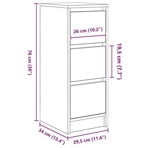 Komoda boja smeđeg hrasta 29,5x34x76 cm od konstruiranog drva - Smeđi hrast 1 Cijena