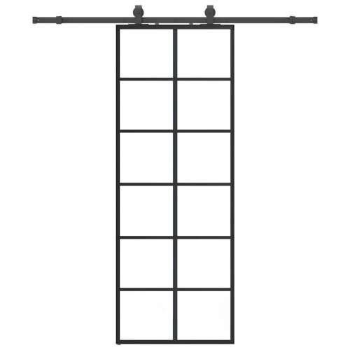 Klizna vrata s priborom crna 76 x 205 cm od ESG stakla - 6 x 2 grids 76 x 205 cm (klizna vodilica od 183 cm) 1 Cijena