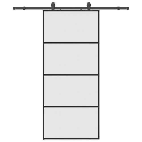 Klizna vrata s priborom crna 90 x 205 cm od ESG stakla - Crna 90 x 205 cm (klizna vodilica od 183 cm) 1 Matirano Cijena