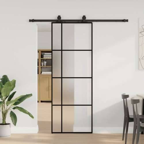 Klizna vrata s priborom crna 76 x 205 cm od ESG stakla - Crna 76 x 205 cm (klizna vodilica od 183 cm) 1 Matirano Cijena