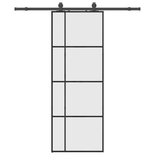 Klizna vrata s priborom crna 76 x 205 cm od ESG stakla - Crna 76 x 205 cm (klizna vodilica od 183 cm) 1 Matirano Cijena