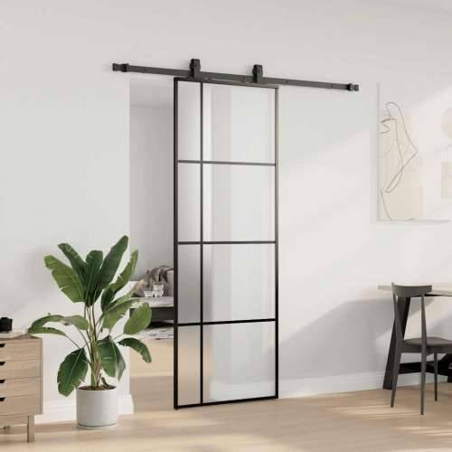 Klizna vrata s priborom crna 76 x 205 cm od ESG stakla - Crna 76 x 205 cm (klizna vodilica od 183 cm) 1 Matirano Cijena