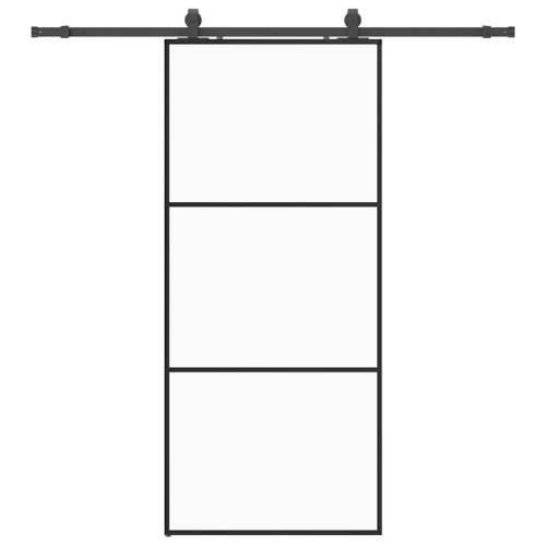 Klizna vrata s priborom crna 90 x 205 cm od ESG stakla - 90 x 205 cm (klizna vodilica od 200 cm) 1 2 vodoravne šipke Cijena