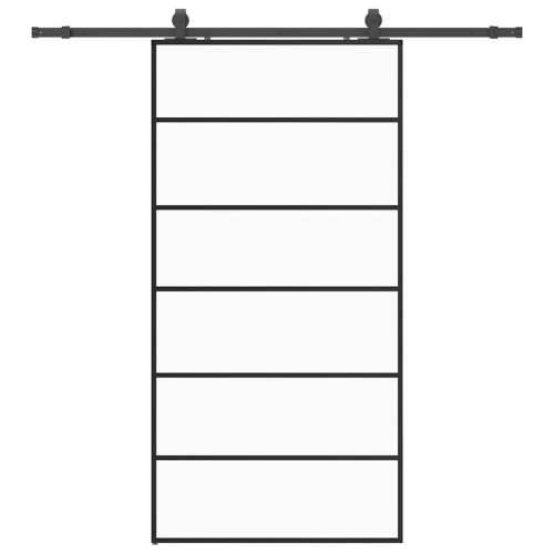 Klizna vrata s priborom crna 102 x 205 cm od ESG stakla - 102 x 205 cm (klizna vodilica od 200 cm) 1 5 vodoravnih šipki Cijena