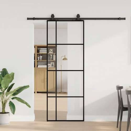 Klizna vrata s priborom crna 76 x 205 cm od ESG stakla - Crna 76 x 205 cm (klizna vodilica od 200 cm) 1 Transparentan Cijena