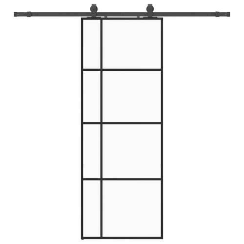 Klizna vrata s priborom crna 76 x 205 cm od ESG stakla - Crna 76 x 205 cm (klizna vodilica od 200 cm) 1 Transparentan Cijena