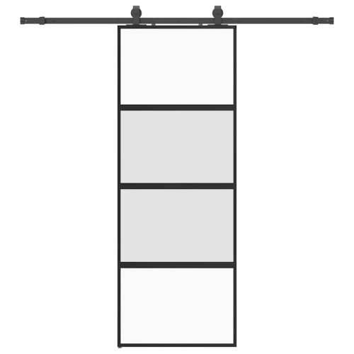 Klizna vrata s priborom crna 76 x 205 cm kaljeno staklo - Crna i mat 76 x 205 cm (klizna vodilica od 200 cm) 1 Matirano Cijena