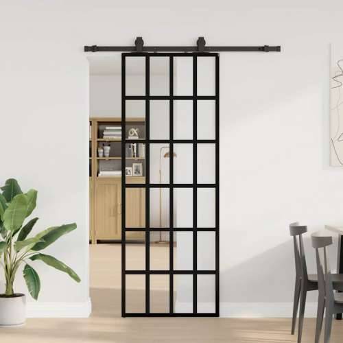 Klizna vrata s priborom crna 76 x 205 cm od ESG stakla - 76 x 205 cm (152.5 cm sliding rail) 1 6 x 4 grids Cijena