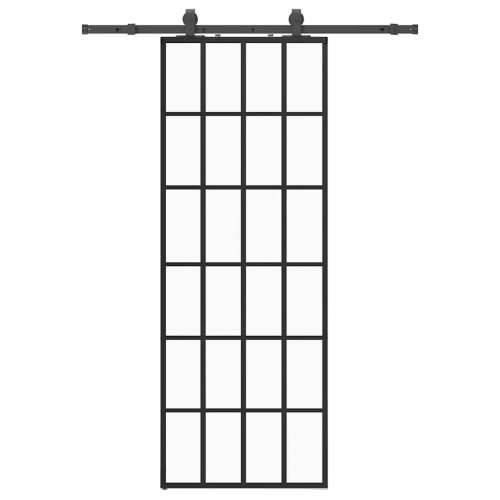 Klizna vrata s priborom crna 76 x 205 cm od ESG stakla - 76 x 205 cm (152.5 cm sliding rail) 1 6 x 4 grids Cijena