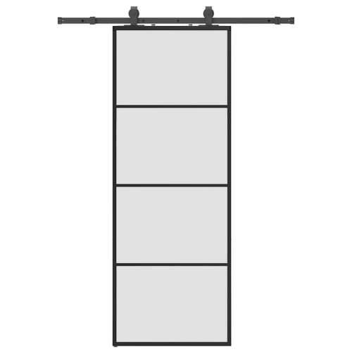 Klizna vrata s priborom crna 76 x 205 cm od ESG stakla - Crna 76 x 205 cm (152.5 cm sliding rail) 1 Matirano Cijena