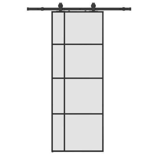 Klizna vrata s priborom crna 76 x 205 cm od ESG stakla - Crna 76 x 205 cm (152.5 cm sliding rail) 1 Matirano Cijena