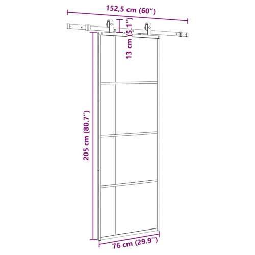 Klizna vrata s priborom crna 76 x 205 cm od ESG stakla - Crna 76 x 205 cm (152.5 cm sliding rail) 1 Matirano Cijena