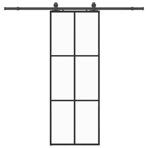Klizna vrata s priborom crna 76 x 205 cm od ESG stakla - 76 x 205 cm (213 cm sliding rail) 1 3 x 2 grids Cijena