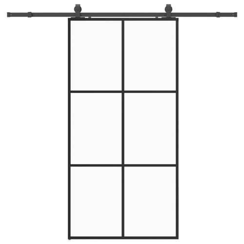 Klizna vrata s priborom crna 102 x 205 cm od ESG stakla - 102 x 205 cm (213 cm sliding rail) 1 3 x 2 grids Cijena