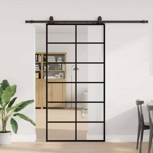 Klizna vrata s priborom crna 102 x 205 cm od ESG stakla - 102 x 205 cm (213 cm sliding rail) 1 6 x 2 grids Cijena