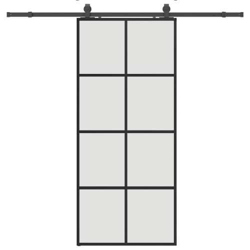 Klizna vrata s priborom crna 90 x 205 cm od ESG stakla - Crna 90 x 205 cm (213 cm sliding rail) 1 Matirano Cijena
