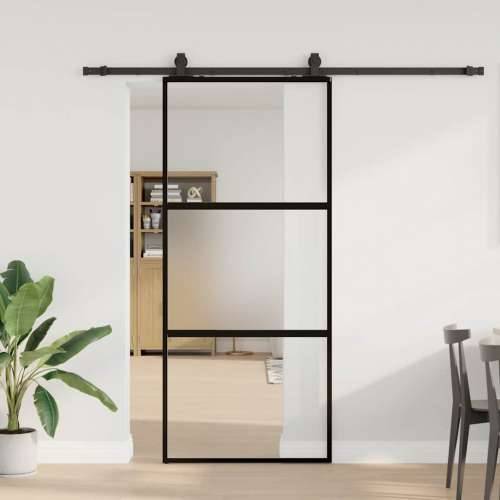 Klizna vrata s priborom crna 90 x 205 cm kaljeno staklo - black, matt and transparent 90 x 205 cm (213 cm sliding rail) 1 3 vodo Cijena