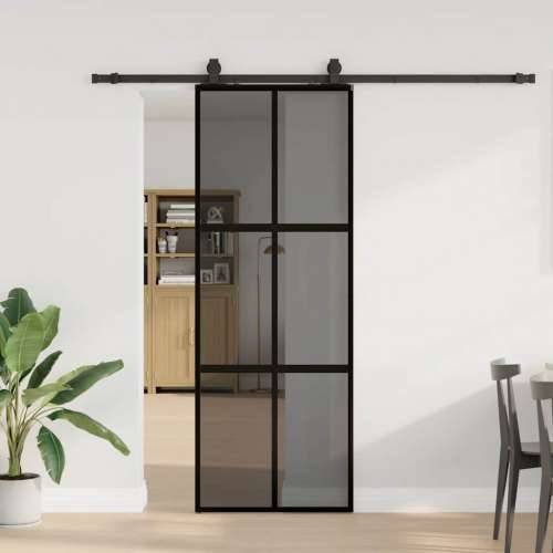Klizna vrata s priborom crna 76 x 205 cm kaljeno staklo - Crna i tamnoprozirna 76 x 205 cm (213 cm sliding rail) 1 Mreže 4 x 2 Cijena