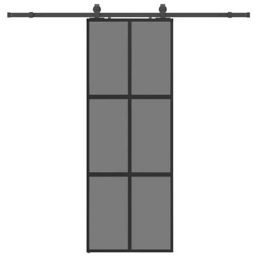 Klizna vrata s priborom crna 76 x 205 cm kaljeno staklo - Crna i tamnoprozirna 76 x 205 cm (213 cm sliding rail) 1 Mreže 4 x 2 Cijena