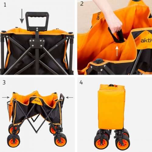 Višenamjenska Kolica Aktive Oranžna Poliester PVC Čelik 86 x 108 x 44 cm Sklopiv Plaža Cijena