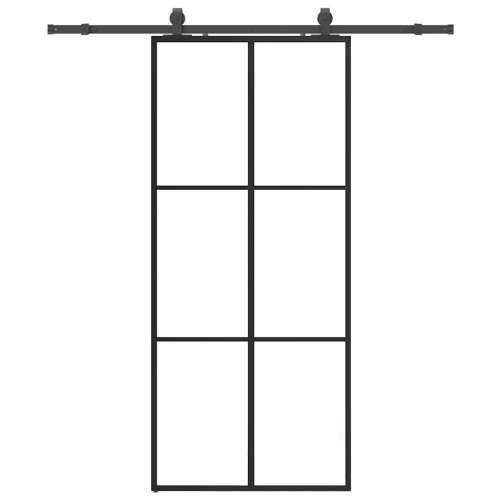 Klizna vrata s priborom crna 90 x 205 cm od ESG stakla - 3 x 2 grids 90 x 205 cm (klizna vodilica od 183 cm) 1 Cijena
