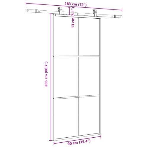 Klizna vrata s priborom crna 90 x 205 cm od ESG stakla - 3 x 2 grids 90 x 205 cm (klizna vodilica od 183 cm) 1 Cijena