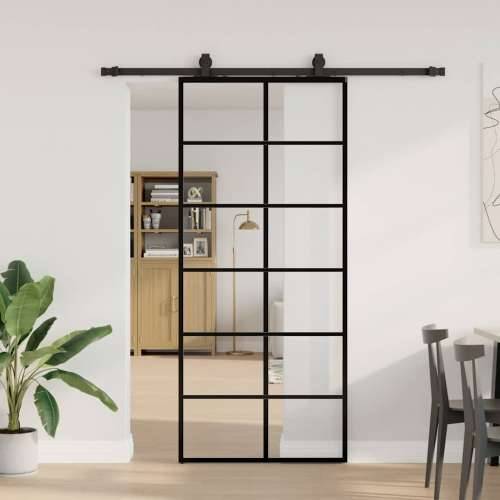 Klizna vrata s priborom crna 90 x 205 cm od ESG stakla - 6 x 2 grids 90 x 205 cm (klizna vodilica od 183 cm) 1 Cijena