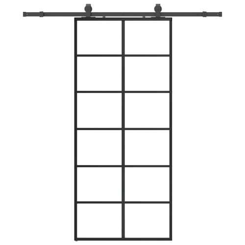 Klizna vrata s priborom crna 90 x 205 cm od ESG stakla - 6 x 2 grids 90 x 205 cm (klizna vodilica od 183 cm) 1 Cijena