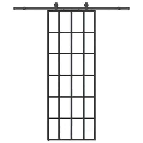 Klizna vrata s priborom crna 76 x 205 cm od ESG stakla - 6 x 4 grids 76 x 205 cm (klizna vodilica od 183 cm) 1 Cijena