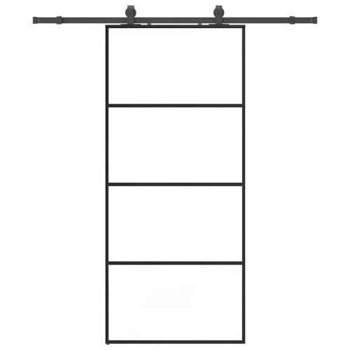 Klizna vrata s priborom crna 90 x 205 cm od ESG stakla - Crna Transparentan 90 x 205 cm (klizna vodilica od 183 cm) 1 Cijena