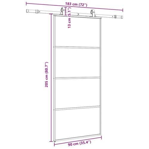 Klizna vrata s priborom crna 90 x 205 cm od ESG stakla - Crna Transparentan 90 x 205 cm (klizna vodilica od 183 cm) 1 Cijena