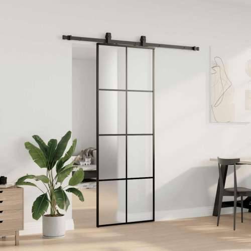 Klizna vrata s priborom crna 76 x 205 cm od ESG stakla - Crna Matirano 76 x 205 cm (klizna vodilica od 183 cm) 1 Cijena