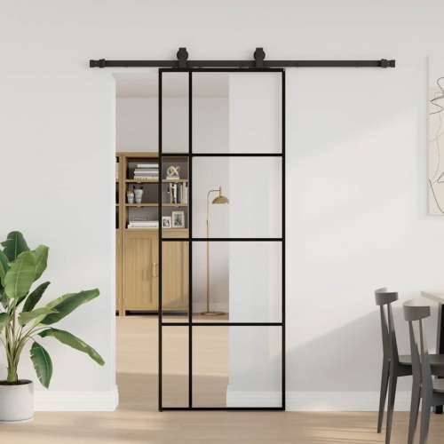 Klizna vrata s priborom crna 76 x 205 cm od ESG stakla - Crna Transparentan 76 x 205 cm (klizna vodilica od 183 cm) 1 Cijena