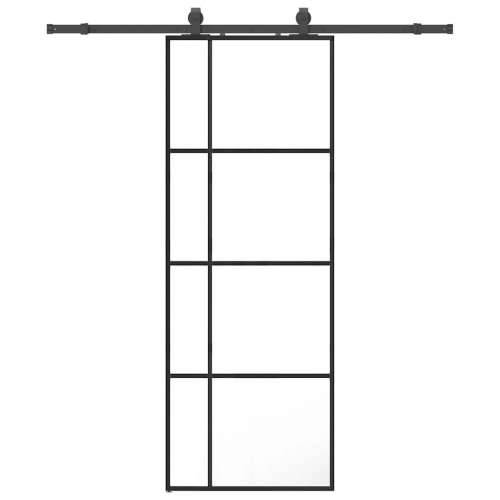 Klizna vrata s priborom crna 76 x 205 cm od ESG stakla - Crna Transparentan 76 x 205 cm (klizna vodilica od 183 cm) 1 Cijena