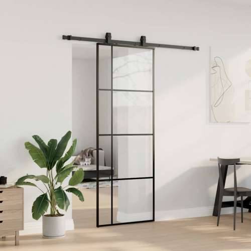 Klizna vrata s priborom crna 76 x 205 cm od ESG stakla - Crna Transparentan 76 x 205 cm (klizna vodilica od 183 cm) 1 Cijena