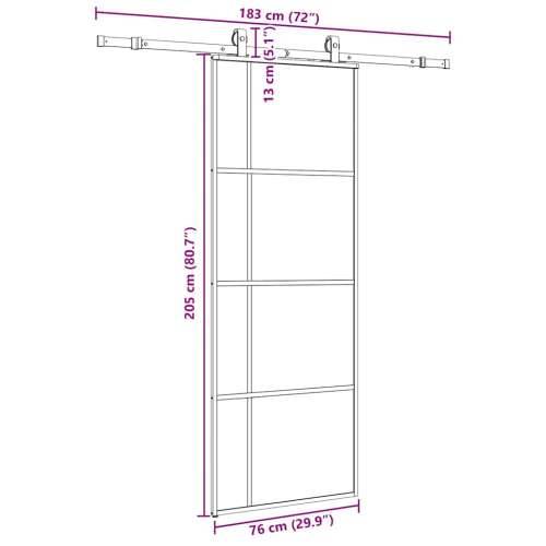 Klizna vrata s priborom crna 76 x 205 cm od ESG stakla - Crna Transparentan 76 x 205 cm (klizna vodilica od 183 cm) 1 Cijena