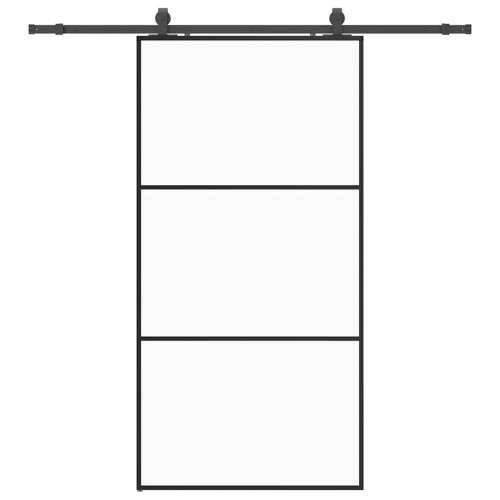 Klizna vrata s priborom crna 102 x 205 cm od ESG stakla - 102 x 205 cm (klizna vodilica od 200 cm) 1 2 vodoravne šipke Cijena
