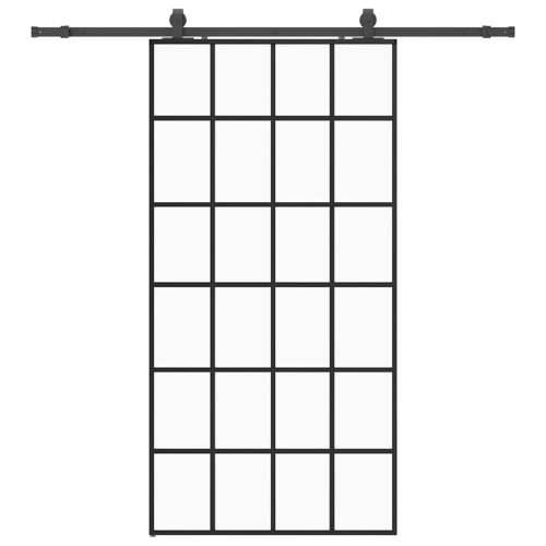 Klizna vrata s priborom crna 102 x 205 cm od ESG stakla - 102 x 205 cm (klizna vodilica od 200 cm) 1 6 x 4 grids Cijena