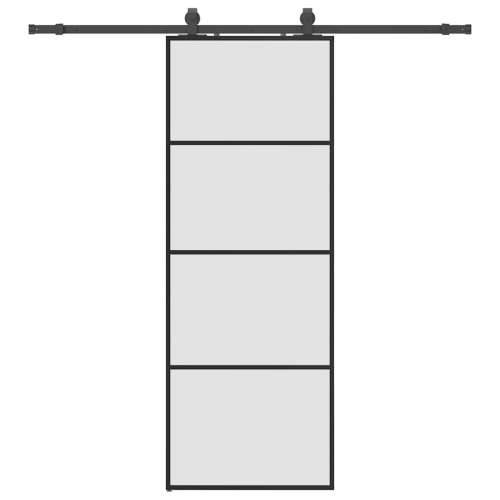 Klizna vrata s priborom crna 76 x 205 cm od ESG stakla - Crna 76 x 205 cm (klizna vodilica od 200 cm) 1 Matirano Cijena