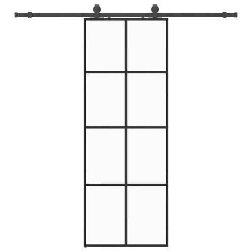 Klizna vrata s priborom crna 76 x 205 cm od ESG stakla - Crna 76 x 205 cm (klizna vodilica od 200 cm) 1 Transparentan Cijena