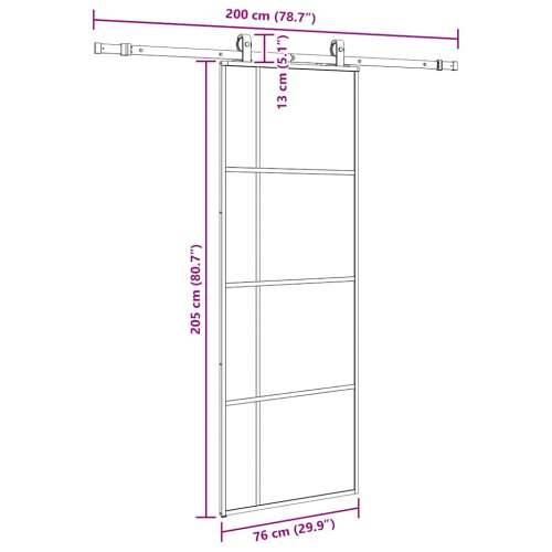 Klizna vrata s priborom crna 76 x 205 cm od ESG stakla - Crna 76 x 205 cm (klizna vodilica od 200 cm) 1 Matirano Cijena